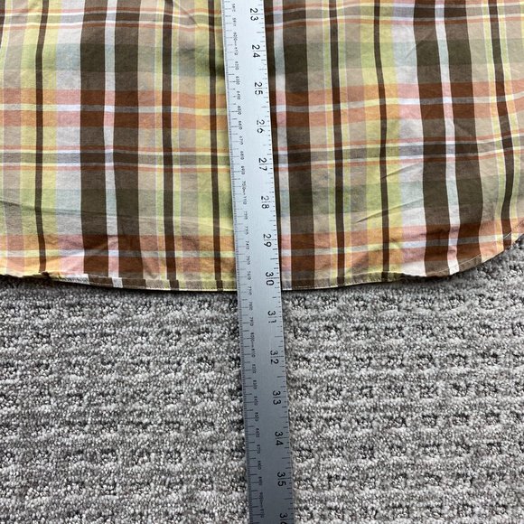 Tommy Hilfiger Shirt Men Medium M Brown Yellow Plaid Button Up Pocket Casual - Picture 11 of 11